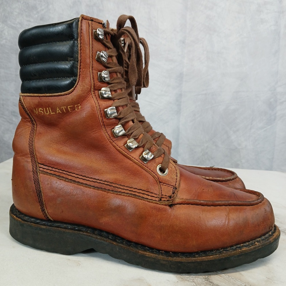 Aspen Trail Finders Moc Toe Sport Boots Men's Size 9 Cognac Brown